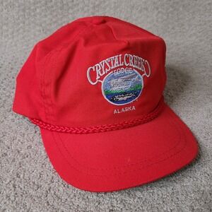 Vintage Crystal Creek Lodge Alaska Hat Red Imperial Headwear Strapback Trucker‎